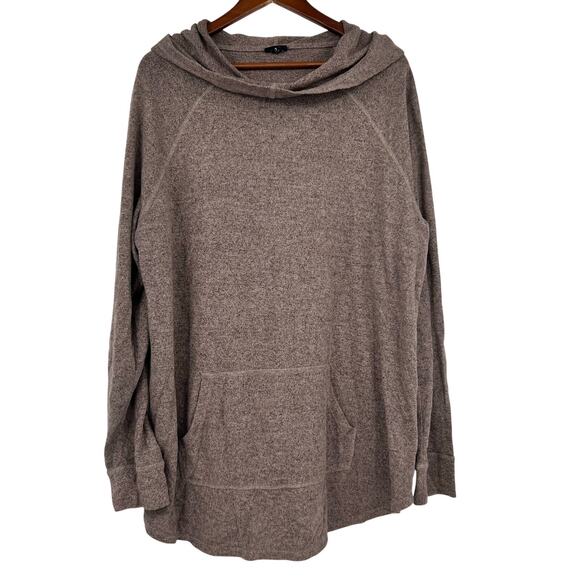 Torrid Super Soft Plush Cowl Neck Tunic Hoodie warm stone (brown) plus size 3X - Picture 2 of 8